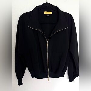 St. John Lightweight Black Bomber Full Zip Jacket Size M Chic Timeless